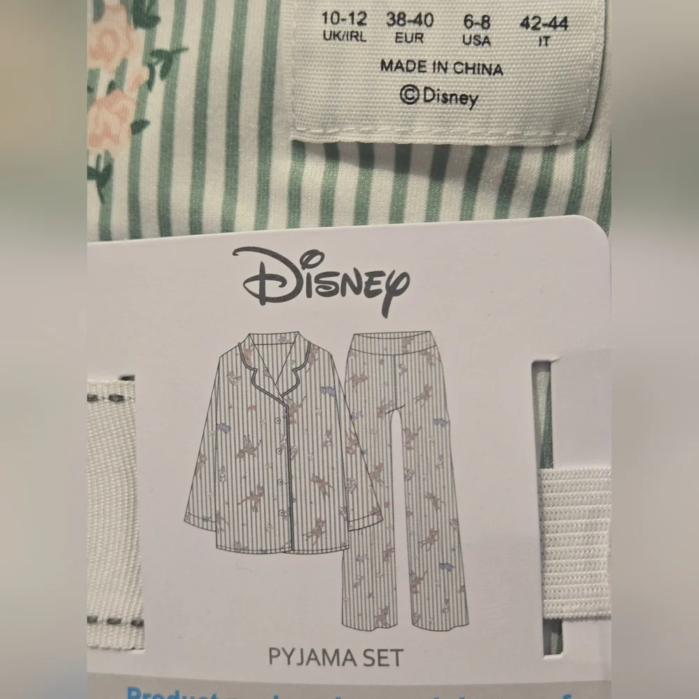 Disney’s Bambi Striped Boyfriend Pajamas button-up Set, Green. Primark - Picture 9 of 10